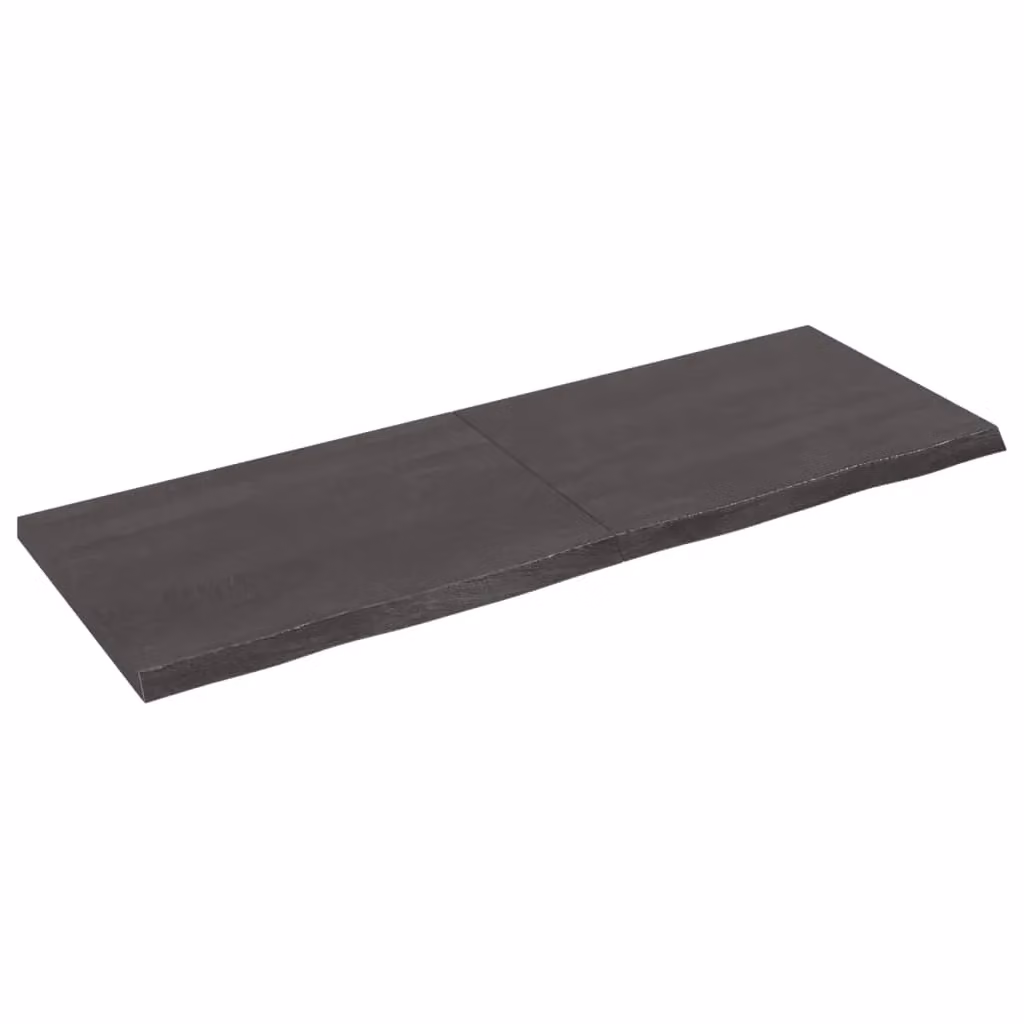 Berkfield Home Table Top Countertop in Treated Solid Oak Wood, Dark Grey, W: 140 cm, D: 50 cm, H: 2-4 cm – 2