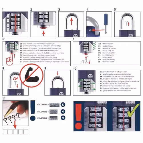 Squire Vulcan Combi 50 Heavy Duty Combination Padlock in Blue – 5