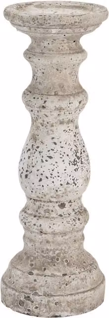 Love Lace Minimalist Ceramic Column Candle Holder in White and Beige – 1