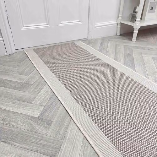 runrug Vichy Reversible Indoor/Outdoor Hallway Runner Rug in Beige, W: 70 cm, L: 330 cm – 1