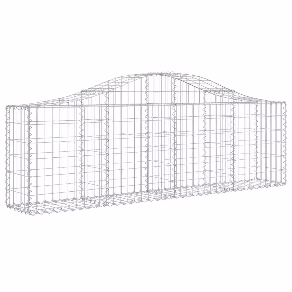Berkfield Home Arched Gabion Basket in Silver Galvanised Steel, W: 200 cm, D: 30 cm, H: 60-80 cm – 2