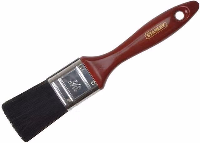 Stanley Flat Synthetic Bristle Paint Brush with Rust Protected Plastic Handle in Black and Multicolour