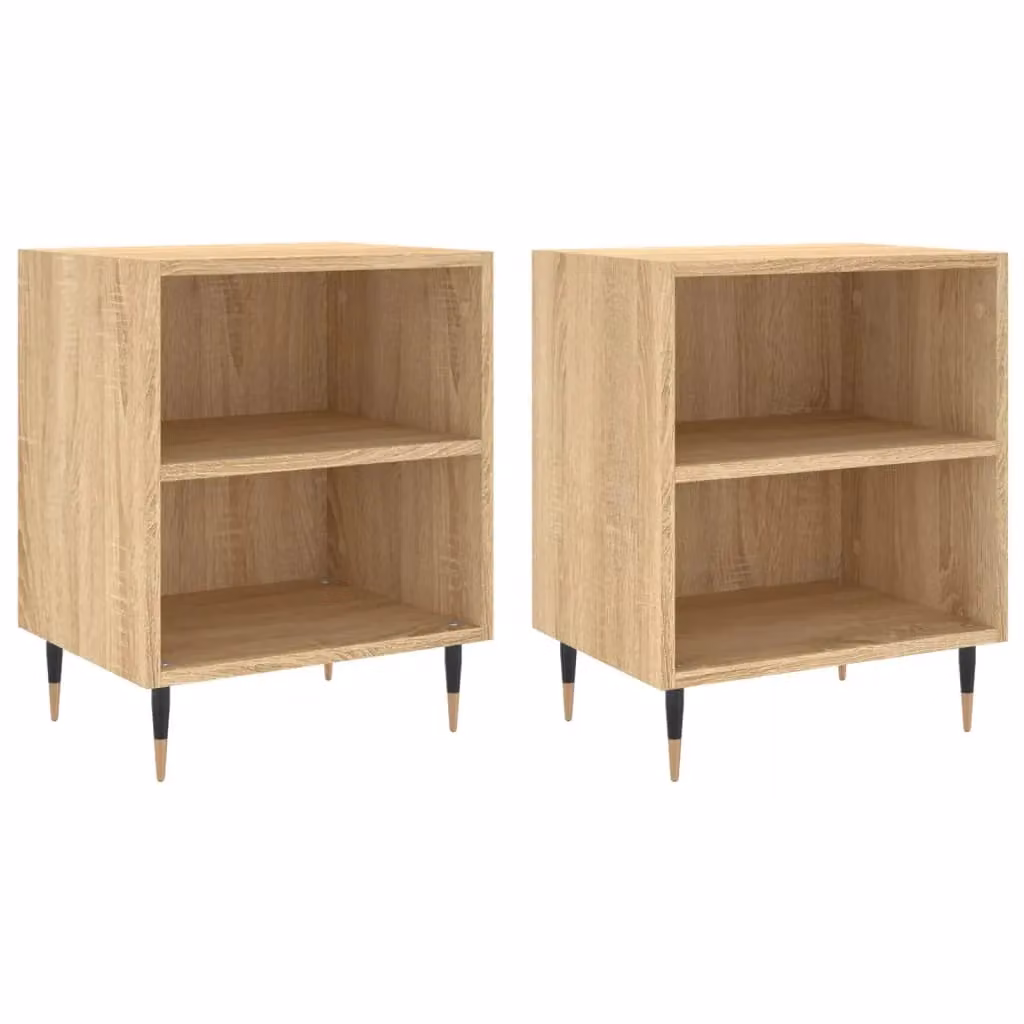 Berkfield Home Set of 2 Sonoma Oak Bedside Cabinets in Brown, W/D/H: 40 x 30 x 50 cm – 2