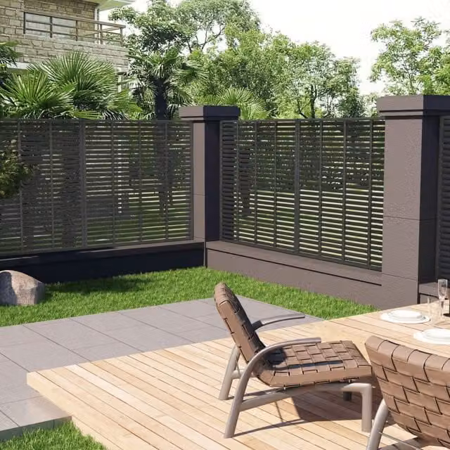 Berkfield Home Louver WPC Fence, Dark Grey, W/H: 180 x 180 cm