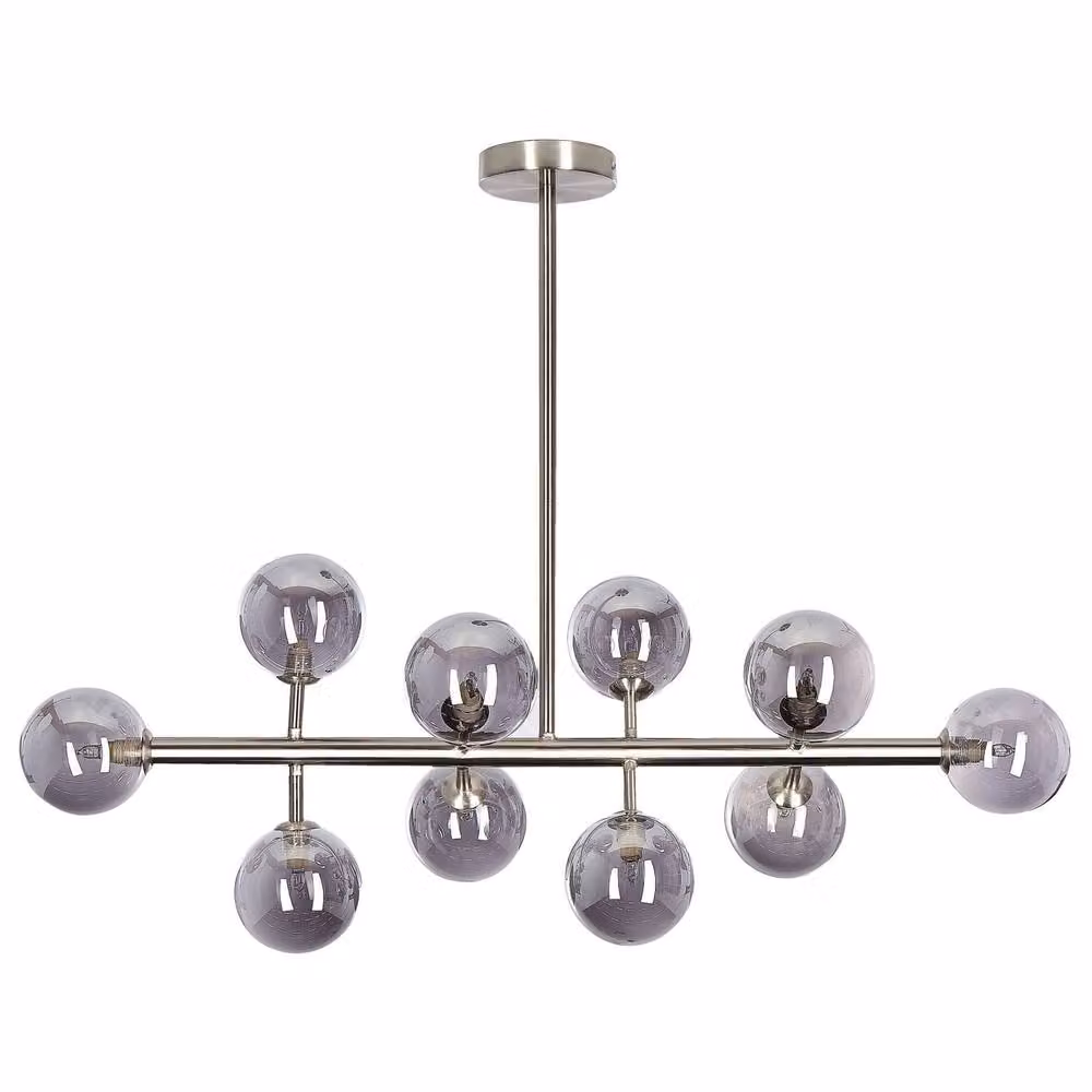 Wyld and Coco 10-Light Modern Silver and Transparent Glass Pendant Lamp – 2