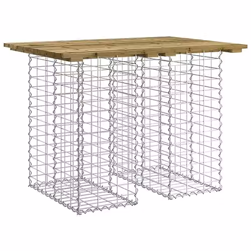 vidaXL Gabion Design Garden Table in Brown Impregnated Pine Wood, W/D/H: 100 x 70 x 72 cm