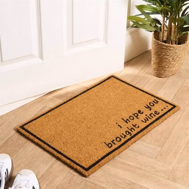 OHS Hope You Brought Wine Slogan Coir Doormat, Brown, W/D/H: 60 x 40 x 1 cm – 1