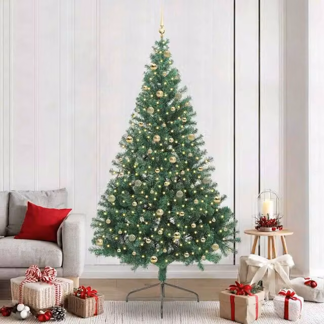 Berkfield Home Artificial Pre-lit Christmas Tree in Green, Height: 240 cm