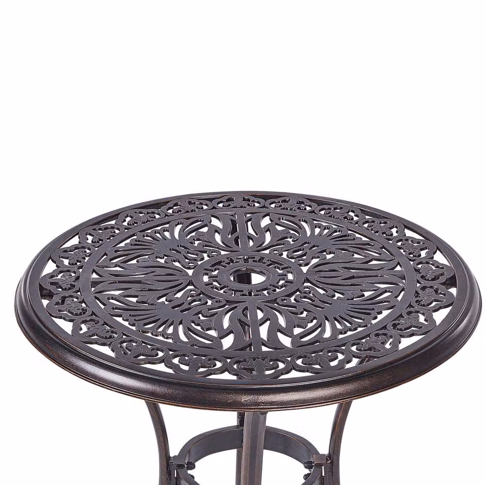Wyld and Coco Gardenia Vintage Round Outdoor Dining Table, Brown, Diameter: 68 cm – 3