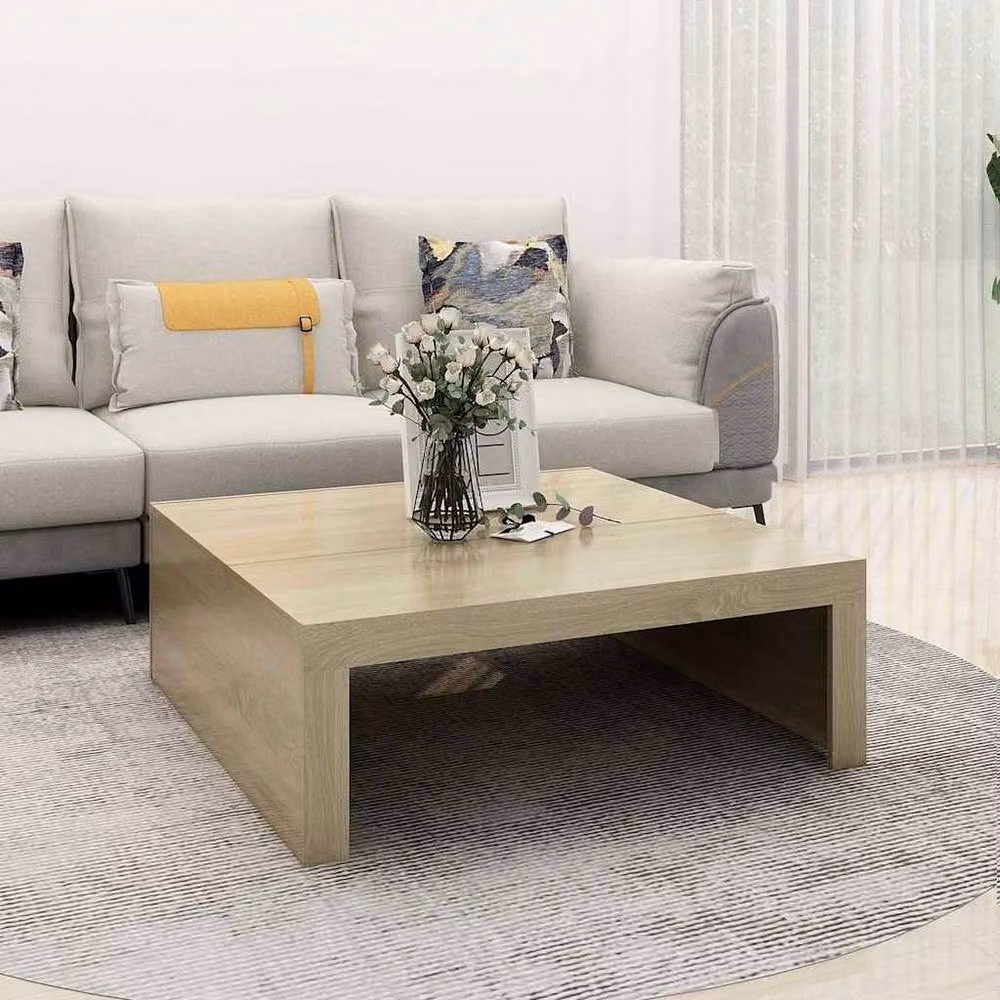 Berkfield Home Sonoma Oak Coffee Table in Beige, W/D/H: 100 x 100 x 35 cm – 2