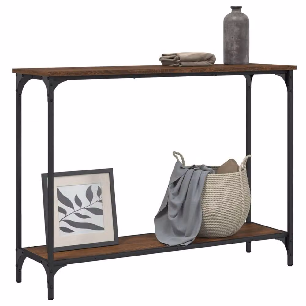Berkfield Home Industrial Console Table in Brown Oak, W/D/H: 101 x 30.5 x 75 cm – 3