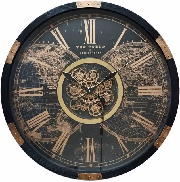Minster 80cm Gear Wall Clock in Black and Multicolour Metal, W80 x H80 x D8 cm – 1