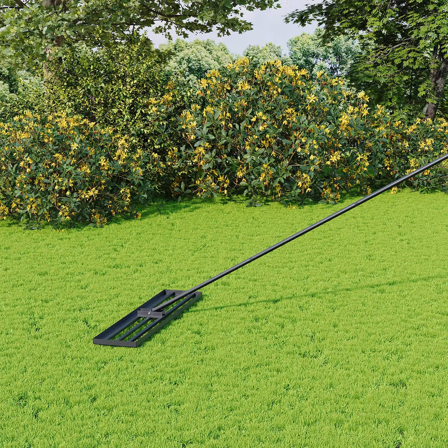 Living and Home Lawn Levelling Rake with 213 cm Stainless Steel Handle in Black – 2