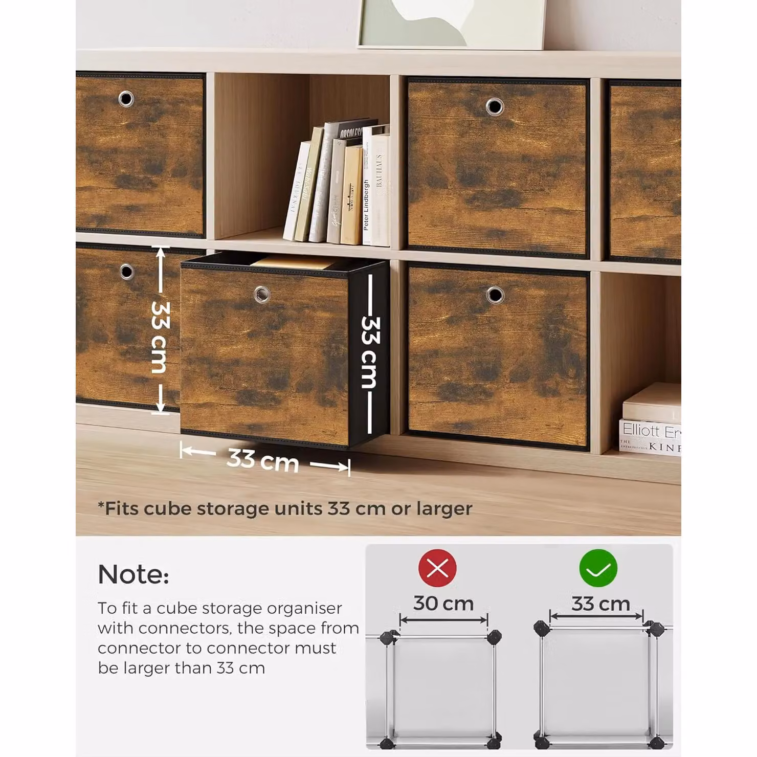 SONGMICS Large Storage Cube Set in Brown with Handles and Oxford Fabric – 4