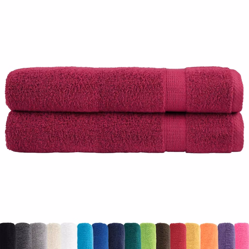 Berkfield Home SOLUND Premium Cotton Terry Towels, 2 Pack, Red, W: 100 cm, L: 200 cm, 600gsm – 2