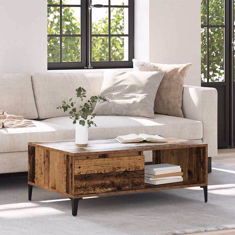 Berkfield Home Traditional Rectangular Coffee Table in Brown, W/D/H: 90 x 60 x 35 cm – 3