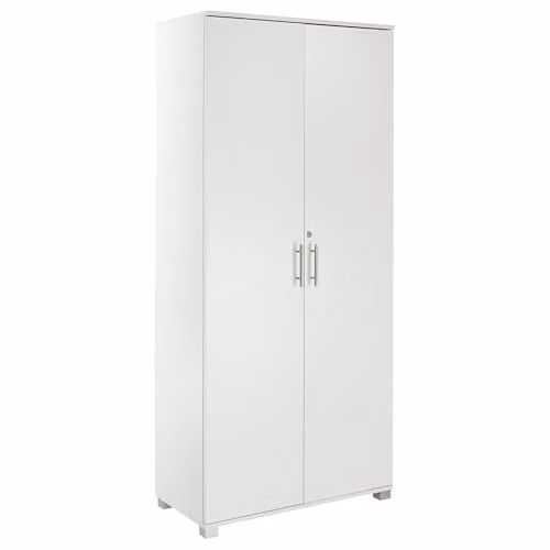 MMT Furniture Designs Ltd Tall 2 Door Locking Storage Cabinet in White, W/D/H: 80 x 35 x 180 cm