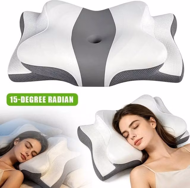 NESTLUNE Butterfly Contour Memory Foam Ergonomic Cot Pillow in White