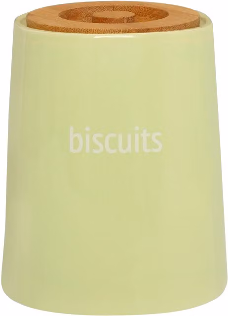 Orsina Chic Design Green Ceramic Biscuit Canister with Bamboo Lid, W/D/H: 17.0 x 14.0 x 14.0 cm