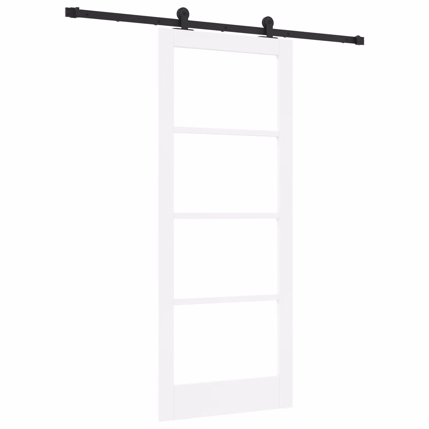 Berkfield Home Orkdal Modern Sliding Door with Hardware Set in White Lacquered Solid Wood and Glass, W/H: 83.0 x 202.0 cm – 2