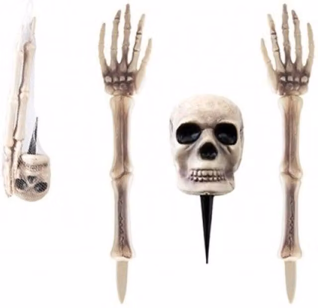 KDMD Buried Skeleton Stake Set in Brown and White for Halloween Parties