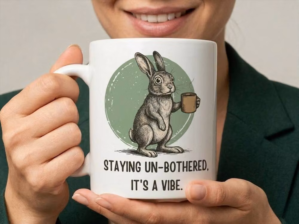 Dyzi Funny Rabbit Quote Ceramic Mug in White – 2