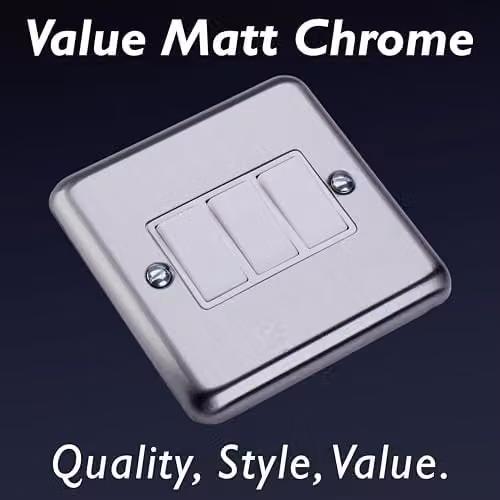 Varilight Triple Rocker 2-Way Light Switch in Matt Chrome with White Rockers – 3