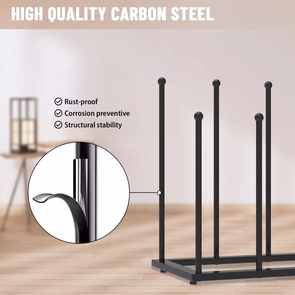 PAWNORA Black Metal Freestanding Boot Rack Organizer, W: 100 cm, D: 15 cm, H: 43 cm – 4