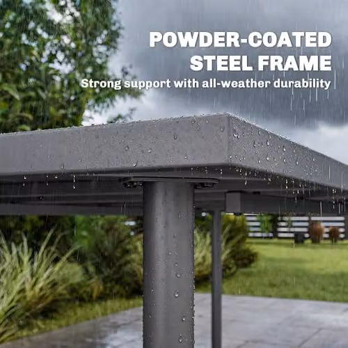 Outsunny Modern Metal Garden Dining Table for 6 Adults, Grey, W: 165 cm, D: 80 cm, H: 74 cm – 5