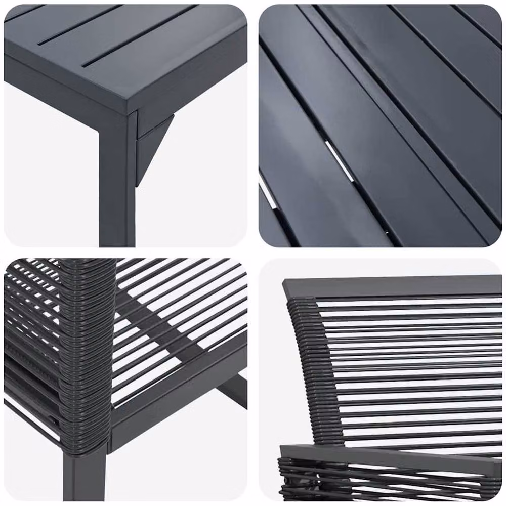 Berkfield Home 7 Piece Black Poly Rattan and Powder Coated Steel Garden Dining Set – 5