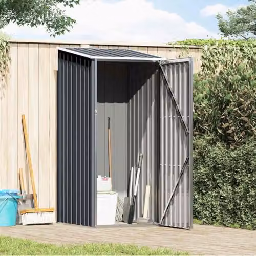 vidaXL Modern Galvanised Steel Garden Shed in Anthracite, W/D/H: 87 x 98 x 159 cm – 2