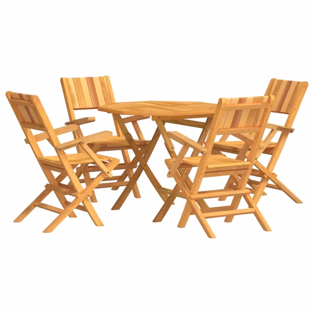 Berkfield Home 5 Piece Garden Dining Set in Brown Solid Teak Wood – 2