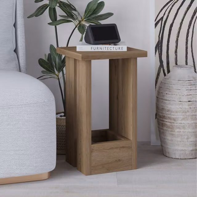 Decortie Tasos Modern Minimalist Side Table in Brown, W/D/H: 30 x 30 x 50.5 cm