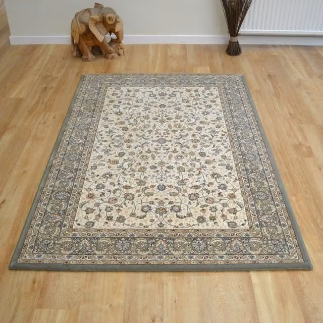 The Rug Shop UK Green Border Floral Traditional Easy To Clean Area Rug, W/D: 200 x 290 cm