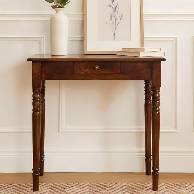 Aosom UK California Walnut Solid Wood Bedside Cabinet with Drawer, Brown, W/D/H: 80 x 45 x 78 cm – 1