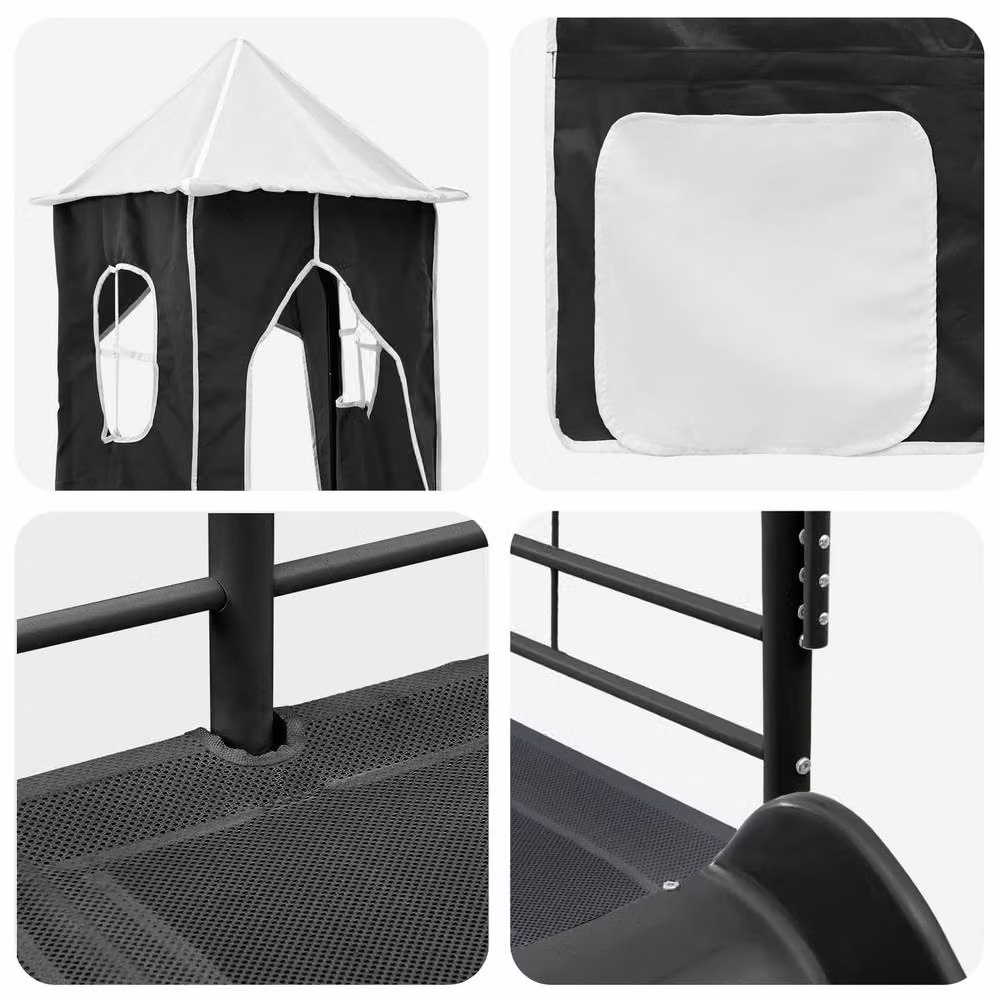 Berkfield Home Kids Loft Bed Frame in Black Metal, W/D/H: 80 x 200 cm – 7