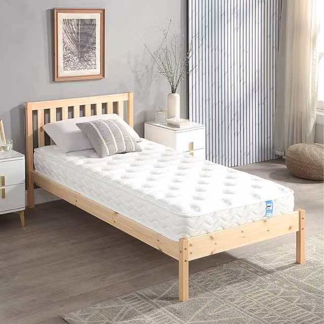 Home Treats Single Pocket Sprung Mattress in White, W/D/H: 90 x 190 cm, Medium Firmness