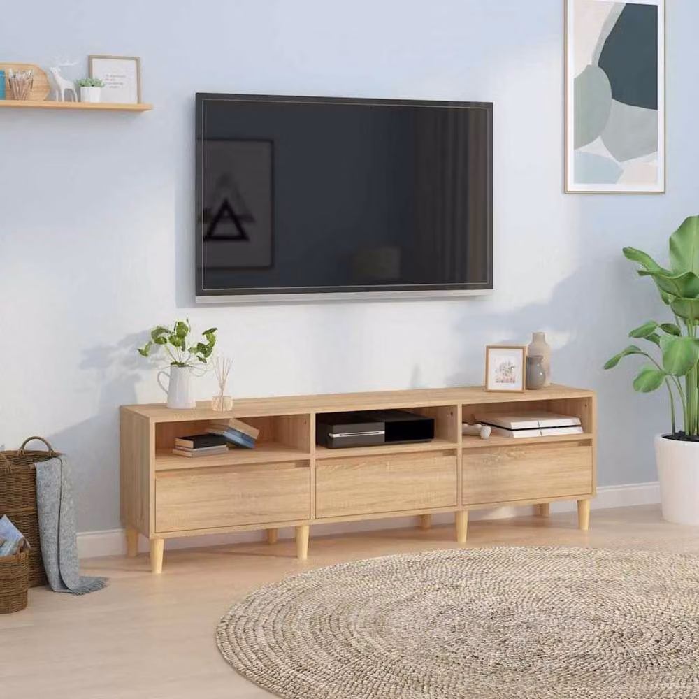 Berkfield Home Sonoma Oak TV Cabinet in Brown and Beige, W: 150 cm, D: 30 cm, H: 44.5 cm – 2