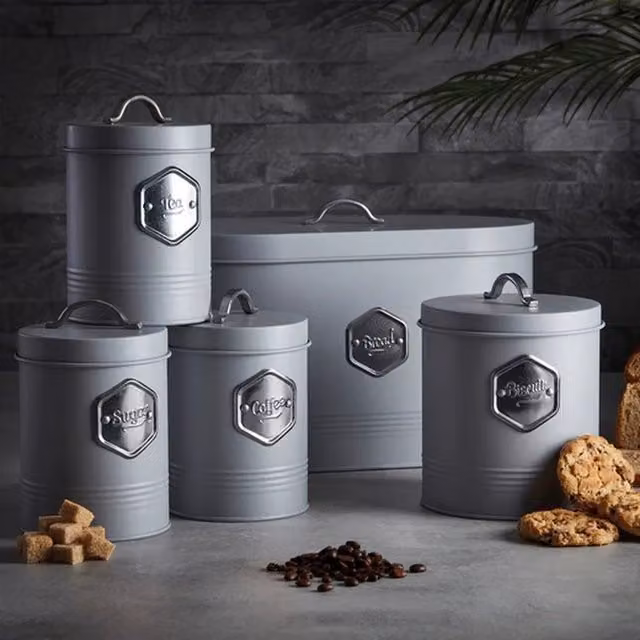 Cooks Professional Solid Metal Kitchen Storage Set in Grey and Silver, Width: 19 cm