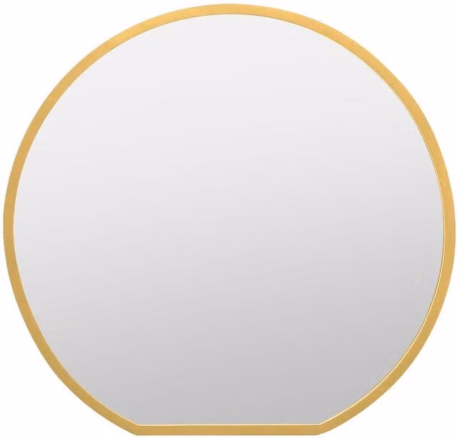 MirrorOutlet Modern Round Metal Wall Mirror in Gold, Diameter: 80 cm