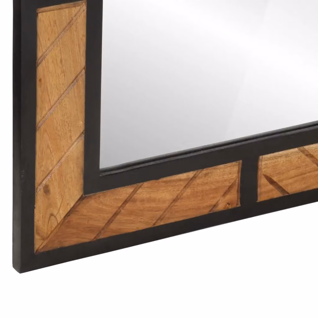 Berkfield Home Rectangular Bathroom Wall Mirror in Brown Solid Acacia Wood, W: 60 cm, H: 55 cm, D: 1 cm – 5
