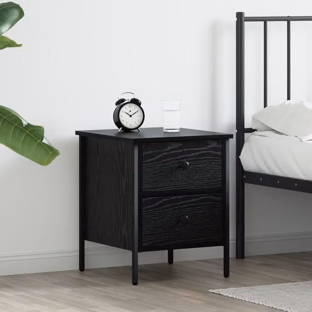 Berkfield Home Black Oak Bedside Cabinet W/D/H: 40 x 42 x 50 cm – 1