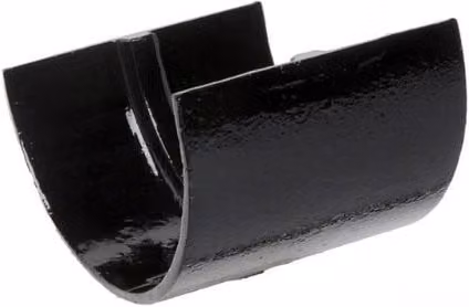 Hargreaves Premier Cast Iron Half Round Gutter Union, 100mm, Black