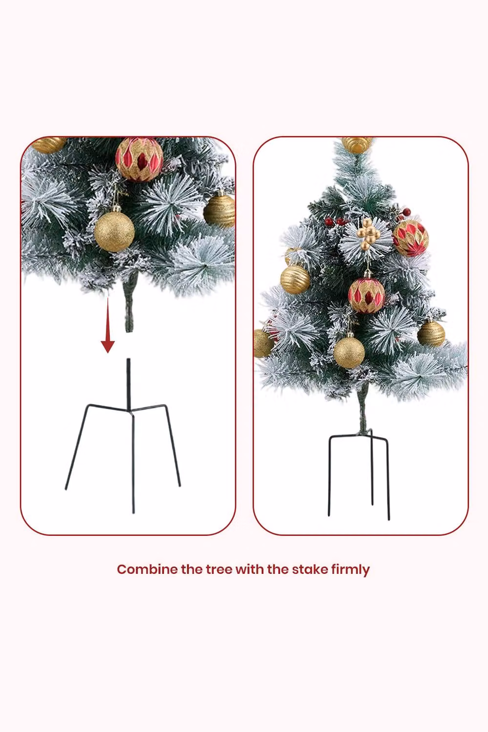 Garden Sanctuary Set of 2 Multicolour Artificial Christmas Tree Urn Fillers with Tripod Stakes – 3