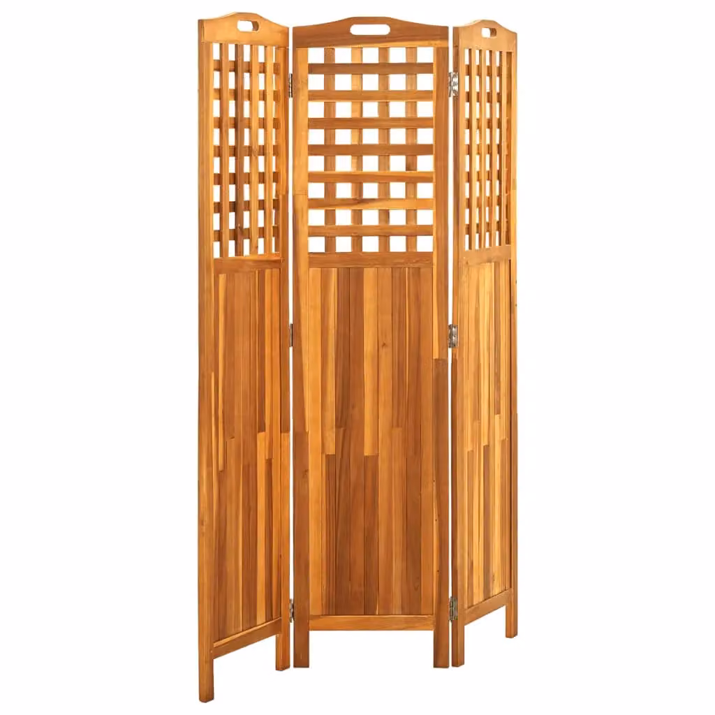 Berkfield Home 3-Panel Room Divider in Brown Solid Oiled Acacia Wood, W/D/H: 121 x 2 x 170 cm – 2