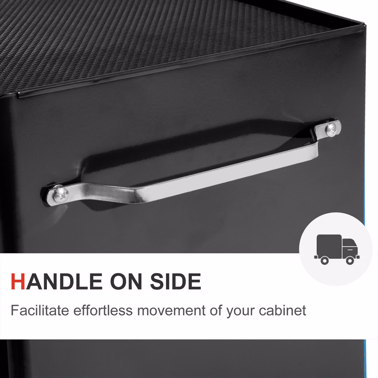 HOMCOM 5-Drawer Lockable Tool Storage Cabinet on Wheels with EVA Pads, Black – 7