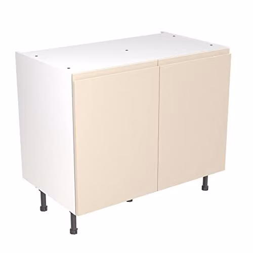 Kitchen Kit Cashmere Matt J-Pull Flatpack Base Cabinet with Soft Close Doors, W/D/H: 100 x 57 x 87 cm
