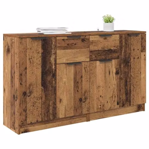 vidaXL Set of 2 Modern Sideboards in Brown Engineered Wood, W/D/H: 60 x 30 x 70 cm