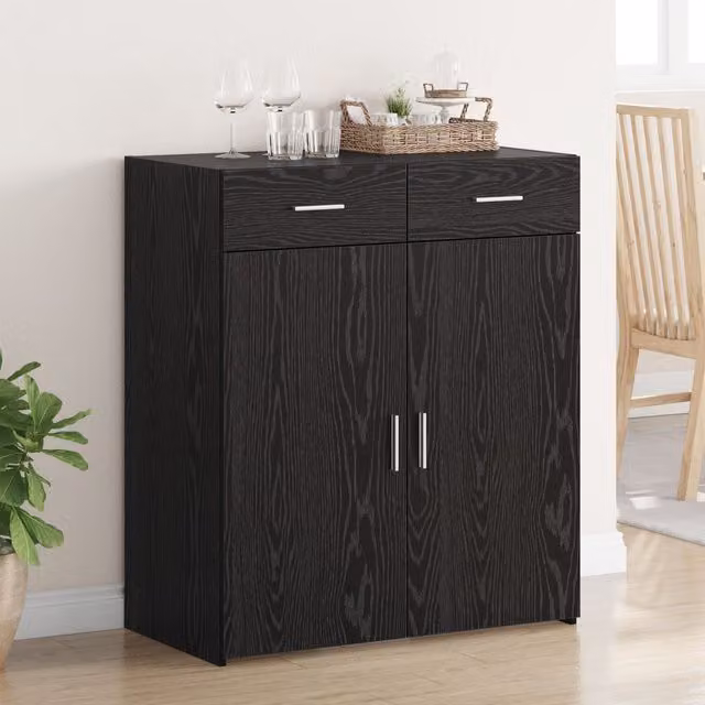 Berkfield Home Storage Cabinet in Black Oak, W: 80 cm, D: 42.5 cm, H: 93.5 cm – 1