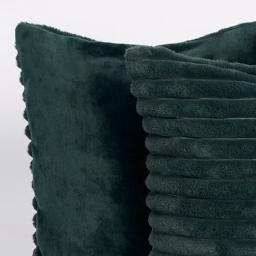 OHS Pack of 4 Faux Fur Ribbed Scatter Cushions with Removable Covers, Green, W/D/H: 45 x 45 x 45 cm – 2